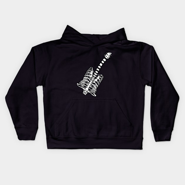 Skeleton guitar Kids Hoodie by artbyluko